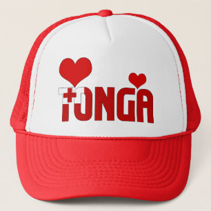 Adorable Tonga Flag Hearts Patriotic Trucker Hat