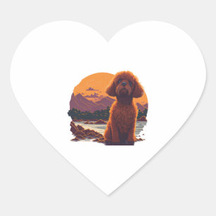 Adorable Toy Poodle Heart Sticker