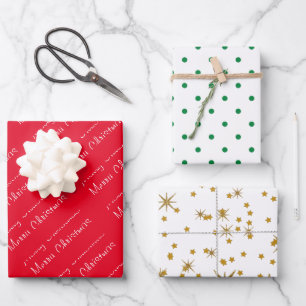 Adorable traditional Christmas pattern red gift Wrapping Paper Sheet