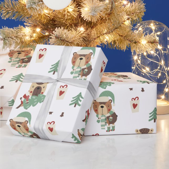 Adorable Trees | Teddy Bear Christmas Wrapping Paper (Holidays)