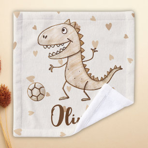 Adorable Trex Playing Football Wash Cloth
