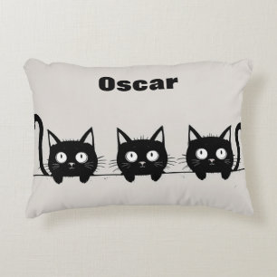 Adorable Trio of Black Cats Decorative Cushion
