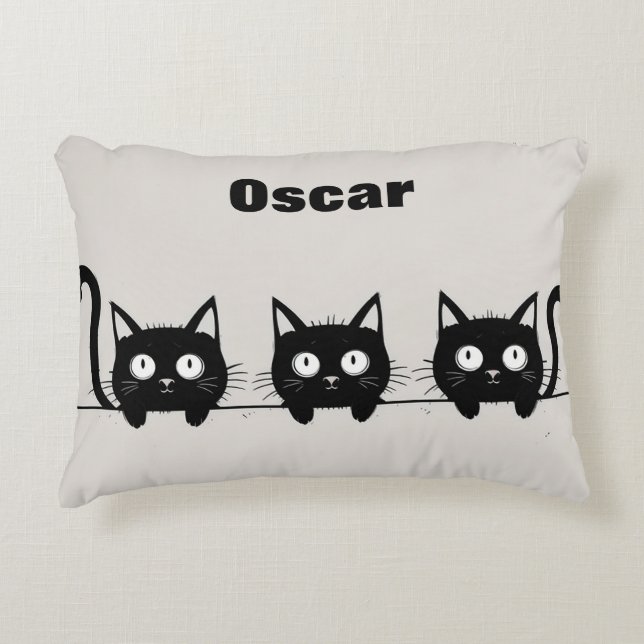 Adorable Trio of Black Cats Decorative Cushion (Front)