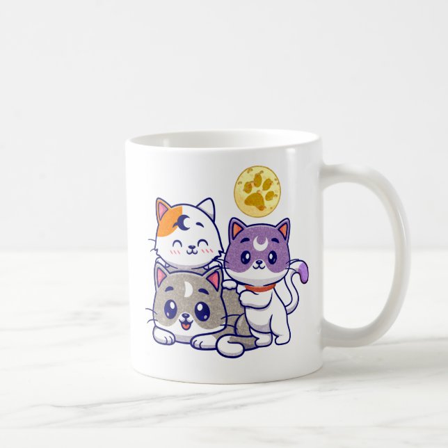 Adorable Trio – Three Cute Cats Coffee Mug (Right)
