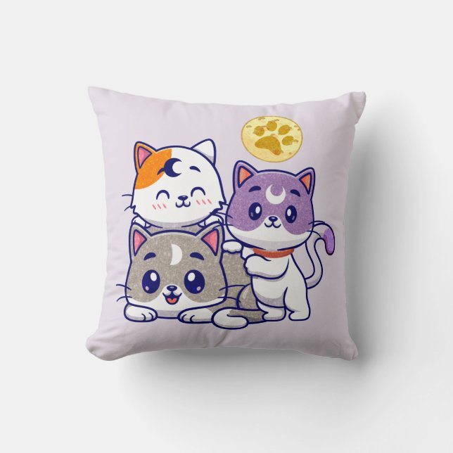 Adorable Trio – Three Cute Cats Cushion (Front)