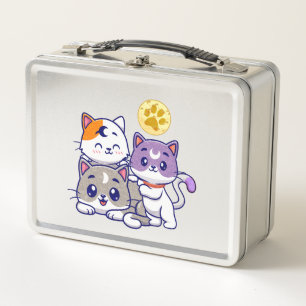 Adorable Trio – Three Cute Cats Metal Lunch Box
