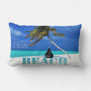 Adorable Tropical Beach,Sand ,Palm Lumbar Cushion