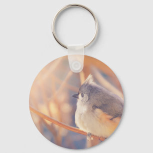 Adorable Tufted Titmouse Bird Key Ring