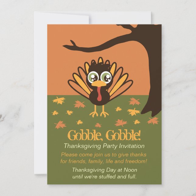 Adorable Turkey Thanksgiving Invitation (Front)