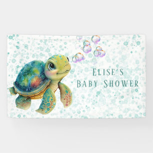 Adorable Turtle and Bubbles Baby Shower Banner