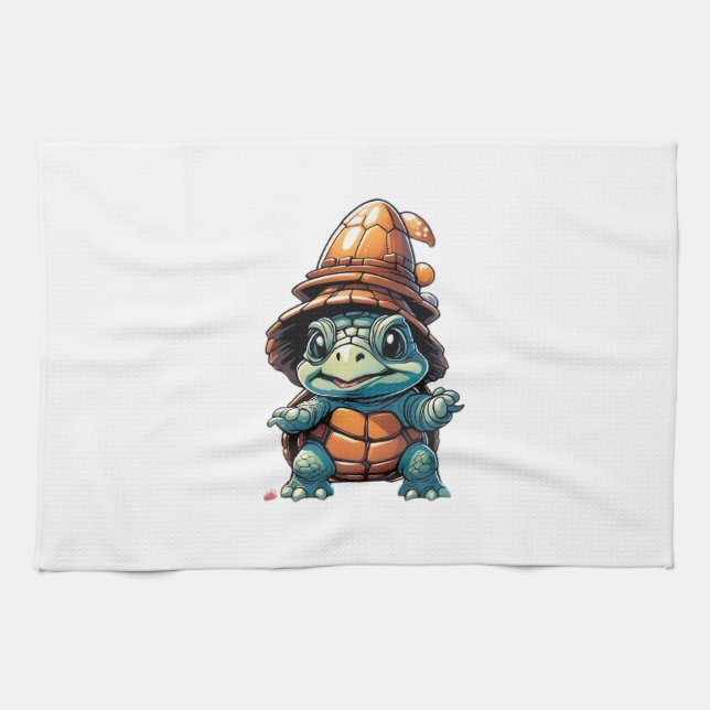 Adorable Turtle in Halloween Mood Essential T-Shir Tea Towel (Horizontal)