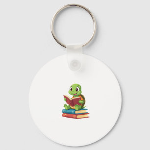 Adorable Turtle Reading Books (2) Key Ring