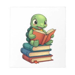 Adorable Turtle Reading Books (3) Notepad