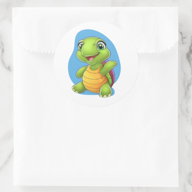 Adorable Turtle Sticker – Cute Cartoon Design  (Bag)