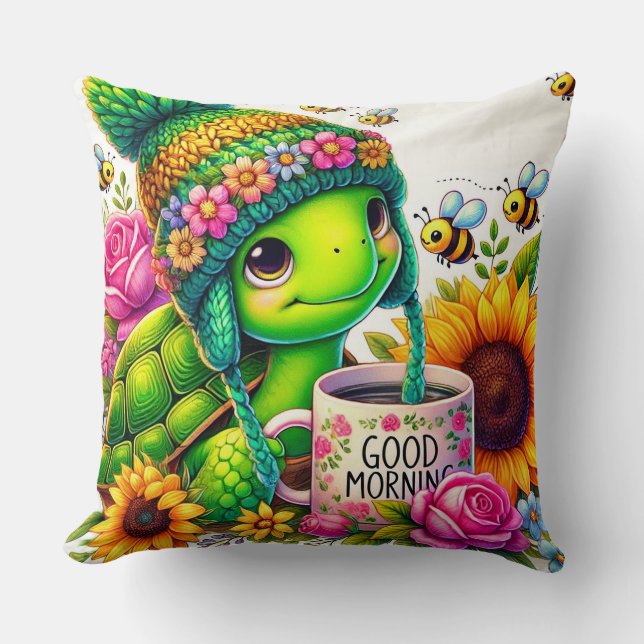 Adorable Turtle with Mug Cushion (Front)