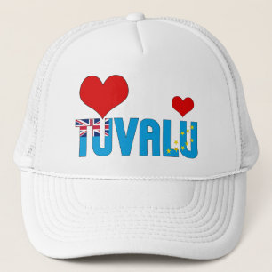 Adorable Tuvalu Flag Hearts Patriotic Trucker Hat