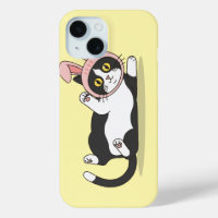 Adorable Tuxedo Cat in Pink Bunny Hat