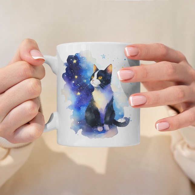Adorable Tuxedo Cat Watercolor Illustration Coffee Mug (Creator Uploaded)