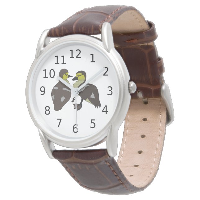 Adorable Twin Baby Duckling Huddling Cartoon Watch (Angled)