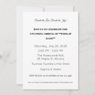 Adorable Twin Baby Shower Invitation