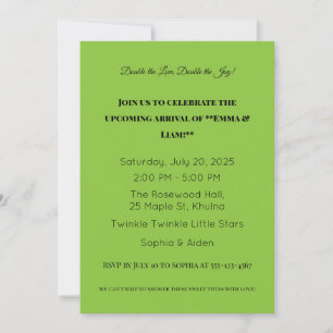 Adorable Twin Baby Shower Invitation