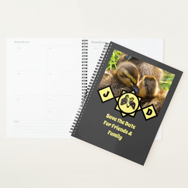 Adorable Twin Ducklings Monogram Photo Planner (Display)