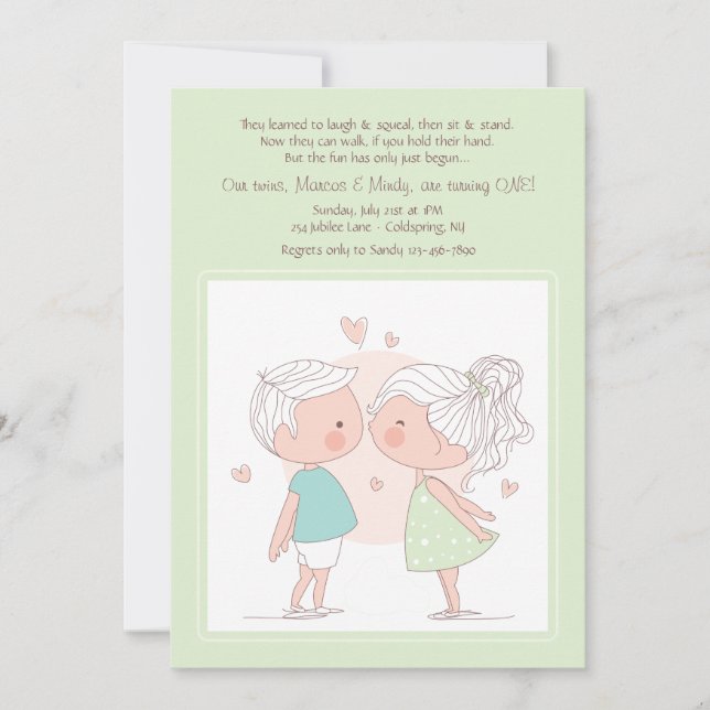 Adorable Twins Invitation (Front)