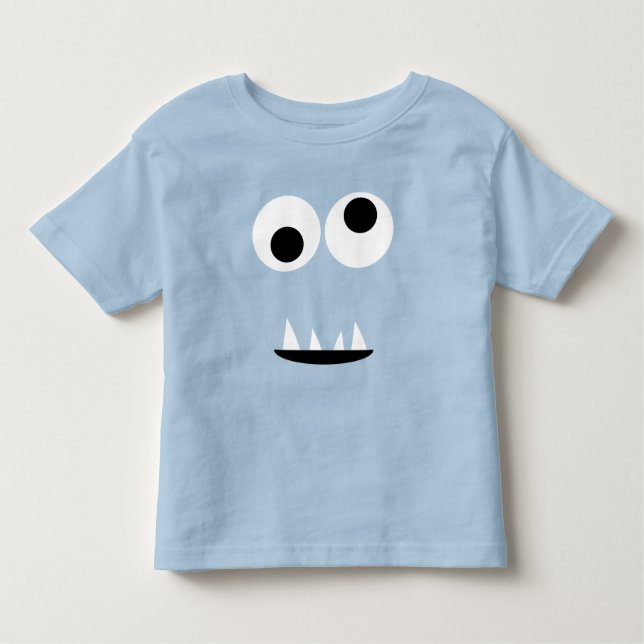 Adorable Two Eyed Monster Face Funny Kids Green Toddler T-Shirt (Front)