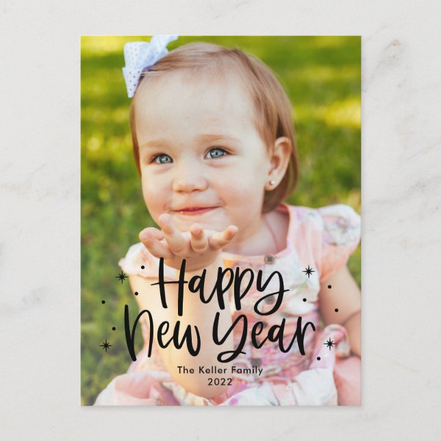 Adorable Type Editable Colour New Year Postcard (Front)