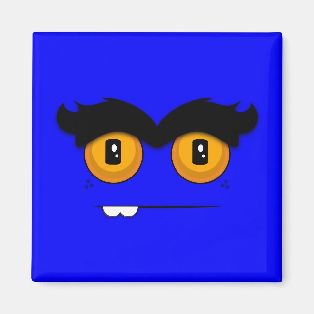 Adorable Unibrow Monster With an Overbite (Blue) Magnet (Front)