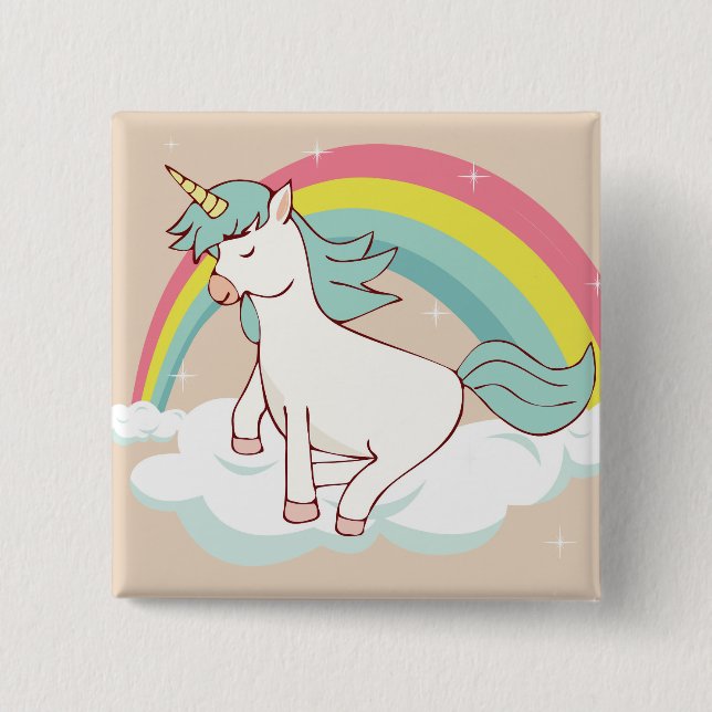 Adorable Unicorn 15 Cm Square Badge (Front)