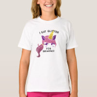 Adorable Unicorn I Eat Glitter for Breakfast Girl
