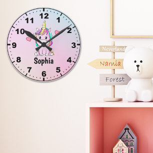 Adorable Unicorn Multicolor Decoration Kids Round Clock