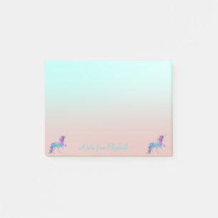 Adorable Unicorn, Ombre -Personalised Post-it Notes