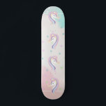 Adorable Unicorn Rainbow, Stars Skateboard<br><div class="desc">Cute galaxy unicorn with rainbow and stars.</div>