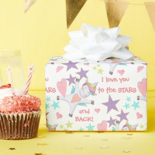 Adorable Unicorn To The Stars and Back Wrapping Paper