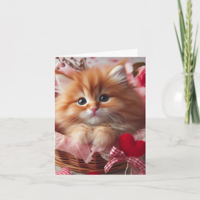 Adorable Valentine Kitten Card (Front)