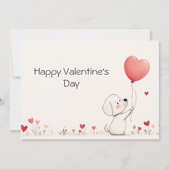 Adorable Valentine’s Day Greeting Card ❤️🎈 (Front)