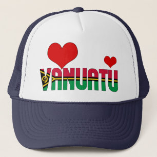 Adorable Vanuatu Flag Hearts Patriotic Trucker Hat