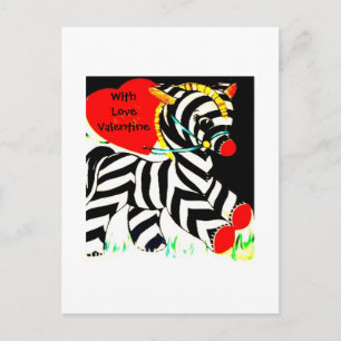 Adorable Vintage Baby Zebra Valentine Holiday Postcard