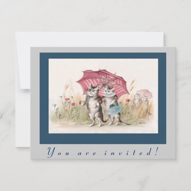Adorable Vintage Cat Invitation (Front)