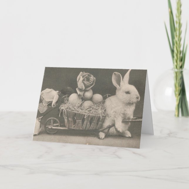 Adorable Vintage Easter Rabbit, Birthday Holiday Card (Front)