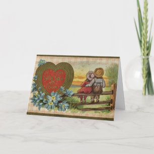 Adorable Vintage Illustration Children Big Heart Card