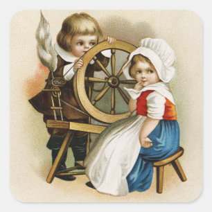 Adorable Vintage Pilgrims Square Sticker