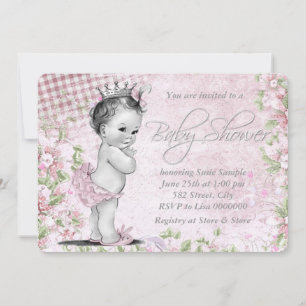 Adorable Vintage Pink Baby Shower Invitation