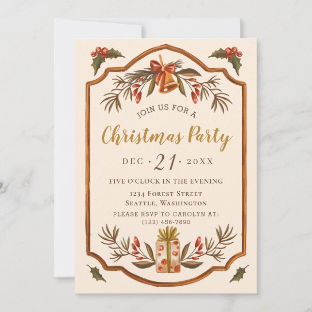 Adorable Vintage Retro Christmas Holiday Party Invitation (Front)