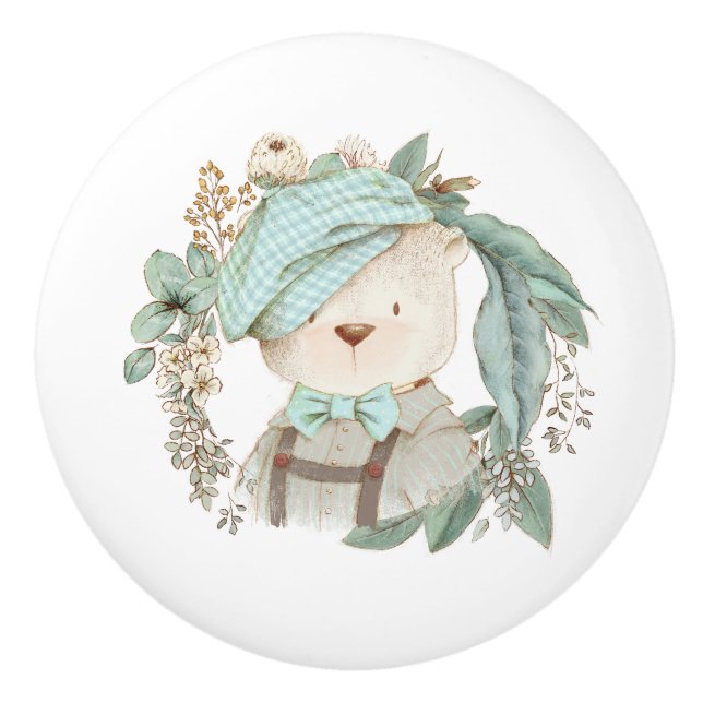 Adorable Vintage Teddy Bear Ceramic Knob (Front)