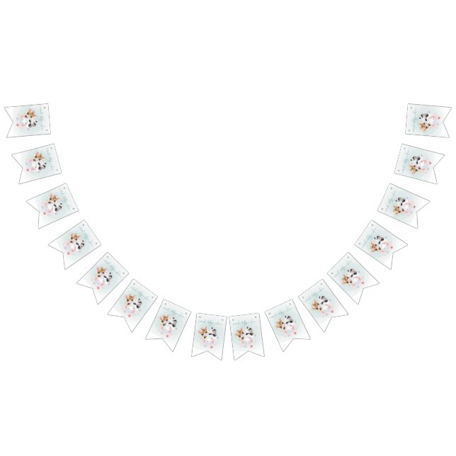 Adorable Virtual Baby Shower Animals with Masks Bunting (All)