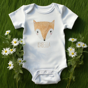 Adorable Watercolor Baby Fox Bodysuit