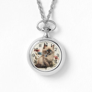 Adorable Watercolor Birman Kitten Print Watch